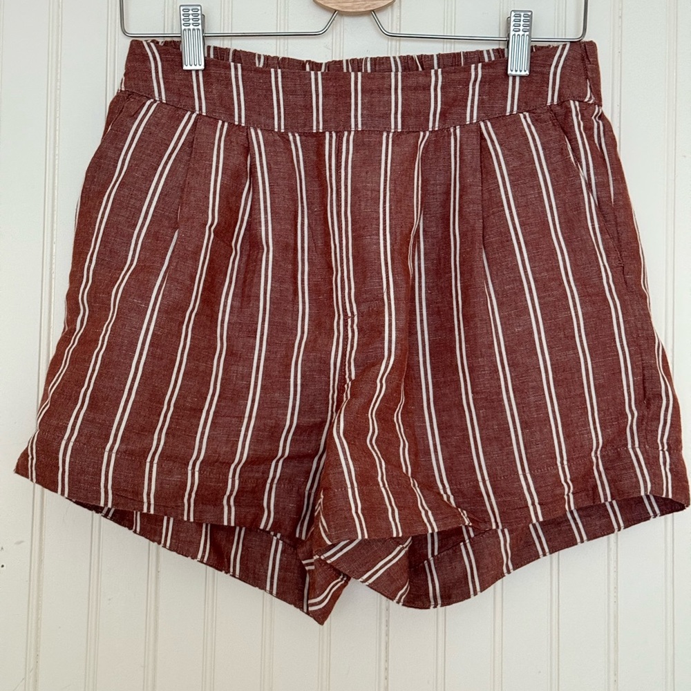 Pact High Waist Striped Brown Shorts